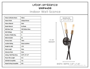 Urban Ambiance - Wall Sconce - UHP4430 Mid Century Modern Indoor Wall Sconce, 17 - 3/4''H x 3 - 7/8