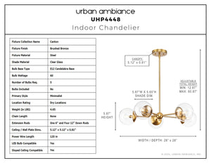 Urban Ambiance - Chandelier - UHP4448 Minimalist Indoor Chandelier, 5 - 7/8''H x 28