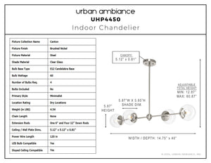 Urban Ambiance - Chandelier - UHP4450 Minimalist Indoor Chandelier, 5 - 7/8''H x 14 - 3/4