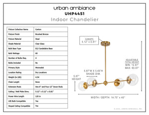 Urban Ambiance - Chandelier - UHP4451 Minimalist Indoor Chandelier, 5 - 7/8''H x 14 - 3/4