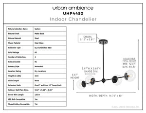 Urban Ambiance - Chandelier - UHP4452 Minimalist Indoor Chandelier, 5 - 7/8''H x 14 - 3/4