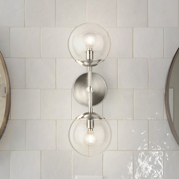 UHP4454 Mid Century Modern Indoor Wall Sconce, 18''H x 6-3/4"W x 5-7/8''D, Brushed Nickel Finish, Canton Collection