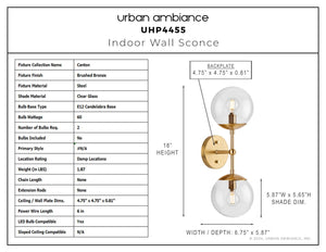 Urban Ambiance - Wall Sconce - UHP4455 Mid Century Modern Indoor Wall Sconce, 18''H x 6 - 3/4