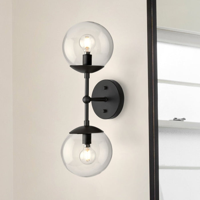 UHP4456 Mid Century Modern Indoor Wall Sconce, 18''H x 6-3/4"W x 5-7/8''D, Matte Black Finish, Canton Collection