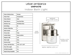 Urban Ambiance - Bath Light - UHP4470 Industrial Indoor Bath Light, 8 - 5/8''H x 6 - 3/8