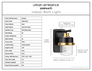 Urban Ambiance - Bath Light - UHP4471 Industrial Indoor Bath Light, 8 - 5/8''H x 6 - 3/8