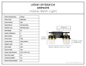 Urban Ambiance - Bath Light - UHP4473 Industrial Indoor Bath Light, 8 - 3/8''H x 6 - 3/8