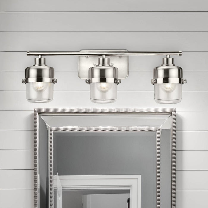 UHP4474 Industrial Indoor Bath Light, 8-3/8''H x 6-3/8"W x 24-1/8''D, Brushed Nickel Finish, Olympia Collection