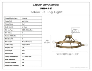 Urban Ambiance - Ceiling Light - UHP4481 Modern Farmhouse Indoor Ceiling Light, 7 - 1/2''H x 22 - 1/2