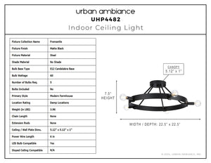 Urban Ambiance - Ceiling Light - UHP4482 Modern Farmhouse Indoor Ceiling Light, 7 - 1/2''H x 22 - 1/2