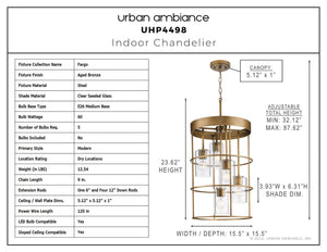 Urban Ambiance - Chandelier - UHP4498 Modern Indoor Chandelier, 23 - 5/8''H x 15 - 1/2