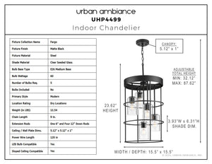 Urban Ambiance - Chandelier - UHP4499 Modern Indoor Chandelier, 23 - 5/8''H x 15 - 1/2
