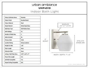 Urban Ambiance - Bath Light - UHP4510 Mid Century Modern Indoor Bath Light, 8''H x 7