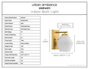 Urban Ambiance - Bath Light - UHP4511 Mid Century Modern Indoor Bath Light, 8''H x 7