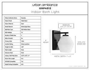 Urban Ambiance - Bath Light - UHP4512 Mid Century Modern Indoor Bath Light, 8''H x 7