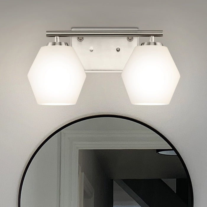 UHP4513 Mid Century Modern Indoor Bath Light, 7-1/2''H x 7"W x 15''D, Brushed Nickel Finish, Roanoke Collection