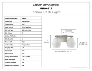 Urban Ambiance - Bath Light - UHP4513 Mid Century Modern Indoor Bath Light, 7 - 1/2''H x 7
