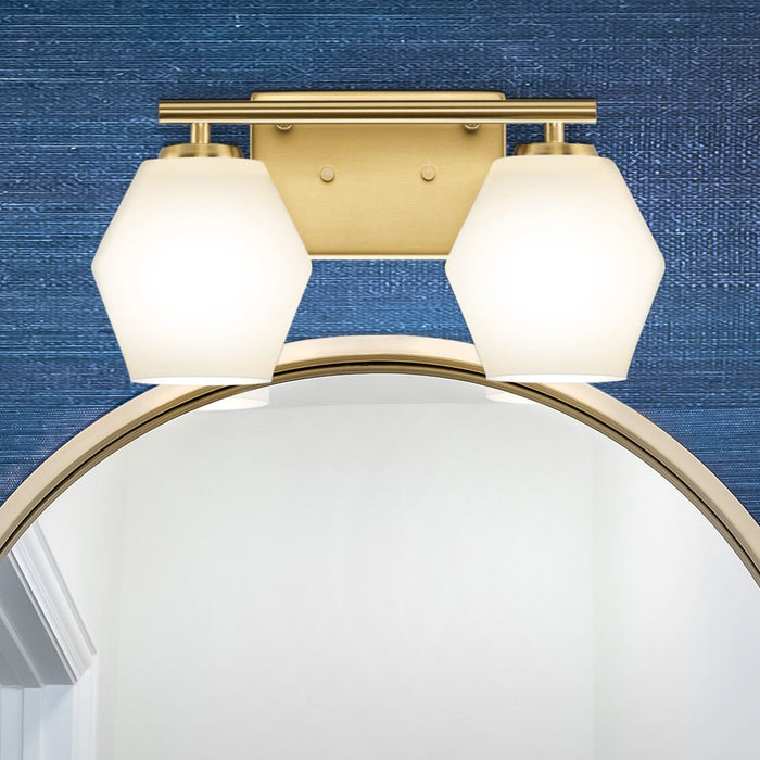 UHP4514 Mid Century Modern Indoor Bath Light, 7-1/2''H x 7"W x 15''D, Brushed Gold Finish, Roanoke Collection