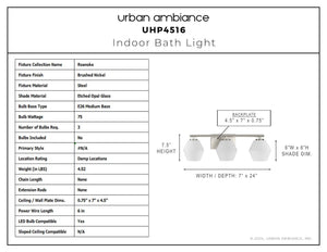 Urban Ambiance - Bath Light - UHP4516 Mid Century Modern Indoor Bath Light, 7 - 1/2''H x 7