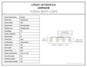 Urban Ambiance - Bath Light - UHP4519 Mid Century Modern Indoor Bath Light, 7 - 1/2''H x 7