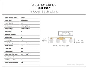 Urban Ambiance - Bath Light - UHP4520 Mid Century Modern Indoor Bath Light, 7 - 1/2''H x 7