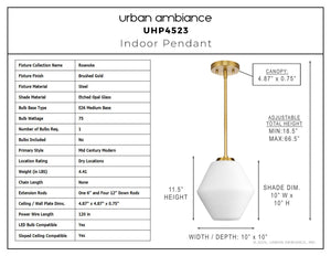 Urban Ambiance - Pendant - UHP4523 Mid - Century Modern Indoor Pendant, 11 - 1/2''H x 10