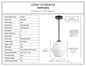 Urban Ambiance - Pendant - UHP4524 Mid - Century Modern Indoor Pendant, 11 - 1/2''H x 10