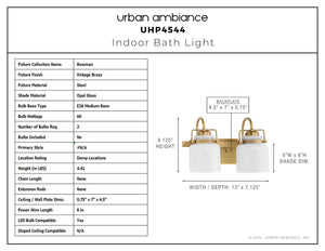 Urban Ambiance - Bath Light - UHP4544 Transitional Indoor Bath Light, 9 - 1/8''H x 7 - 1/8