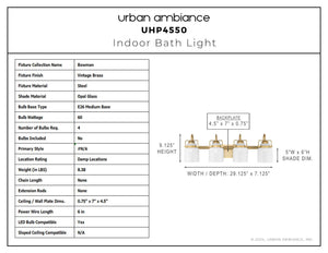 Urban Ambiance - Bath Light - UHP4550 Transitional Indoor Bath Light, 9 - 1/8''H x 7 - 1/8