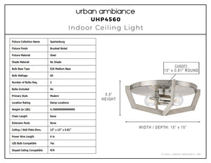 Urban Ambiance - Ceiling Light - UHP4560 Modern Indoor Ceiling Light, 5 - 1/2''H x 15
