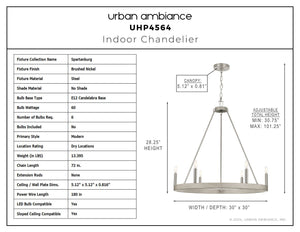 Urban Ambiance - Chandelier - UHP4564 Modern Indoor Chandelier, 28 - 1/4''H x 30