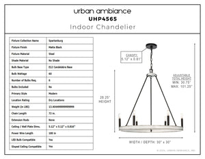 Urban Ambiance - Chandelier - UHP4565 Modern Indoor Chandelier, 28 - 1/4''H x 30