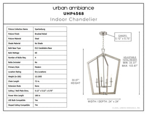Urban Ambiance - Chandelier - UHP4568 Modern Indoor Chandelier, 30 - 7/8''H x 24