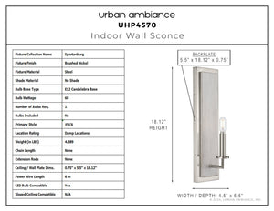 Urban Ambiance - Wall Sconce - UHP4570 Posh Indoor Wall Sconce, 18 - 1/8''H x 4 - 1/2