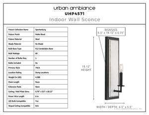 Urban Ambiance - Wall Sconce - UHP4571 Posh Indoor Wall Sconce, 18 - 1/8''H x 4 - 1/2