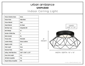 Urban Ambiance - Ceiling Light - UHP4580 Minimalist Indoor Ceiling Light, 8''H x 18