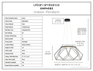 Urban Ambiance - Pendant - UHP4582 Minimalist Indoor Pendant, 12 - 5/16''H x 27 - 1/8