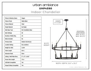 Urban Ambiance - Chandelier - UHP4590 Modern Farmhouse Indoor Chandelier, 38 - 3/8''H x 35 - 1/2