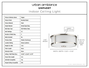 Urban Ambiance - Ceiling Light - UHP4597 Modern Farmhouse Indoor Ceiling Light, 4 - 5/8''H x 12 - 5/8