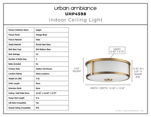 Urban Ambiance - Ceiling Light - UHP4598 Modern Farmhouse Indoor Ceiling Light, 4 - 5/8''H x 12 - 5/8