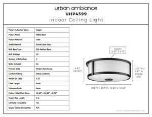 Urban Ambiance - Ceiling Light - UHP4599 Modern Farmhouse Indoor Ceiling Light, 4 - 5/8''H x 12 - 5/8
