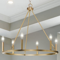 Urban Ambiance - Chandelier - UHP4601 Modern Farmhouse Indoor Chandelier, 24 - 7/8''H x 27 - 5/8"W x 27 - 5/8''D, Vintage Brass Finish, Siegen Collection - 
