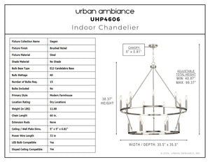 Urban Ambiance - Chandelier - UHP4606 Modern Farmhouse Indoor Chandelier, 38 - 3/8''H x 35 - 1/2