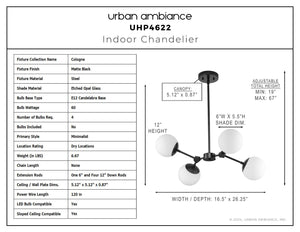 Urban Ambiance - Chandelier - UHP4622 Minimalist Indoor Chandelier, 12''H x 16 - 1/2