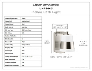 Urban Ambiance - Bath Light - UHP4640 Modern Indoor Bath Light, 7 - 7/8''H x 6 - 3/4