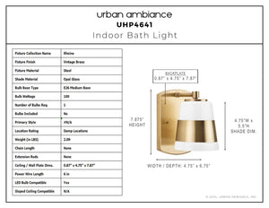 Urban Ambiance - Bath Light - UHP4641 Modern Indoor Bath Light, 7 - 7/8''H x 6 - 3/4