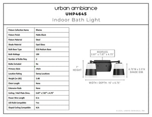 Urban Ambiance - Bath Light - UHP4645 Modern Indoor Bath Light, 7''H x 6 - 3/4