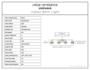 Urban Ambiance - Bath Light - UHP4649 Modern Indoor Bath Light, 7''H x 6 - 3/4