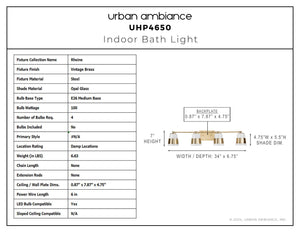 Urban Ambiance - Bath Light - UHP4650 Modern Indoor Bath Light, 7''H x 6 - 3/4