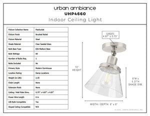 Urban Ambiance - Ceiling Light - UHP4660 Modern Farmhouse Indoor Ceiling Light, 10''H x 8